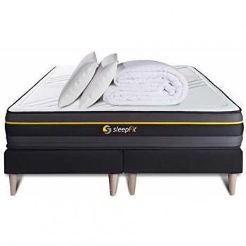 Matelas Active 160x200 + Sommiers Double Noir 80x200 + Couette + 2 Oreillers