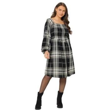 Robe Noire à Carreaux Froncée Yours Curve