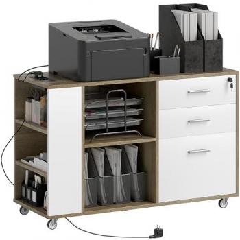Mueble de Oficina con Ruedas y Estación de Carga