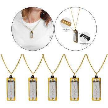 Mini armónica portátil con cadena, 4 agujeros, para adultos y niños