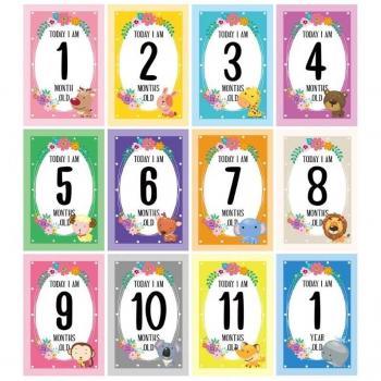 12 Pcs Baby's 1st Year Milestone Cards
