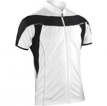 2XL Spiro Full‑Zip Bike T-Shirt – White & Black