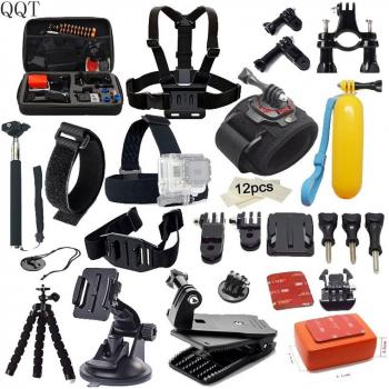 Kit QQT pour GoPro Hero 8 7 6 5 4 incluant bâton selfie et étui EVA