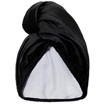GLOV Silk‑Finish Black Dual‑Sided Hair Towel