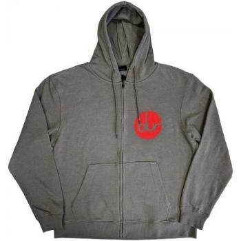 Grau Hoodie mit Vollzip und Blur‑Marke – Unisex‑Erwachsene