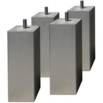 Pieds Carrés en Aluminium 15 cm de Hauteur Gris Argent pour Sommier Tapissier