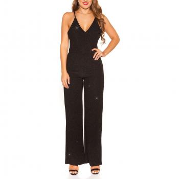 Party-Jumpsuit Glitzer Long Maxi – rückenfrei, festlich