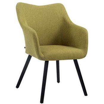 Chaise de salle à manger McCoy V2 avec accoudoirs en tissu et rembourrage confortable, piètement en bois, ch