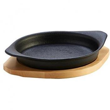 Typhoon 22 cm Pre‑Seasoned Cast Iron Dinner Plate with Wooden Stand