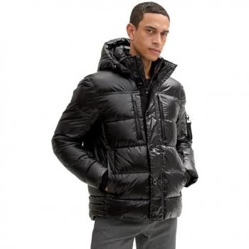 Tom Tailor Regular Fit Pufferjacke mit abnehmbarer Kapuze, Größe L