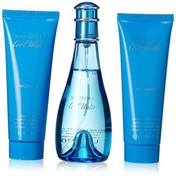 Davidoff Cool Water Woman 100ml Eau de Toilette con Set Regalo di Bellezza
