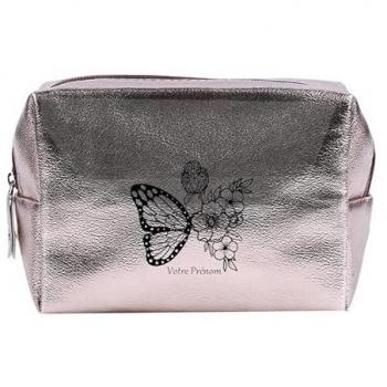 Trousse de beauté rose gold femme papillon sur mesure