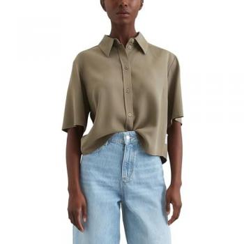 Marc O’Polo Tencel Lyocell Crop‑Blouse – Oliv – L