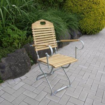 TPFGarden Gartensessel BAD BELZIG (klappbar, mit Armlehnen, Robinienholz, verzinktes Stahlgestell)