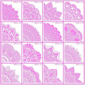 Pochoirs de peinture Mandala, 16 feuilles en tissu