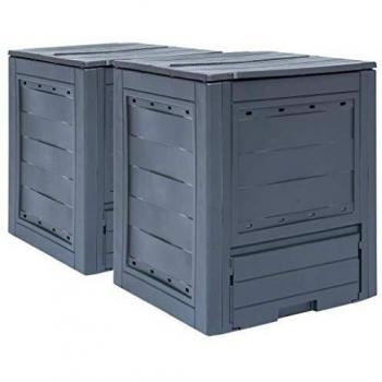 VidaXL Compostiera per Esterni 2 pz Grigia 60x60x73 cm 520 L