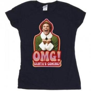 Elf Ladies Santa's Coming Cotton T-Shirt