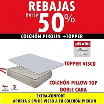 COLCHÓN PIKOLIN PILLOW TOP DOBLE CARA 33 CM + TOPPER VISCOELÁSTICO DE 5CM