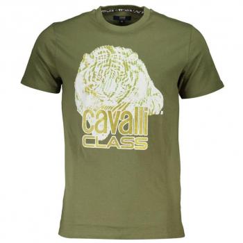 Cavalli Class Men's Green Cotton Logo Print T-Shirt