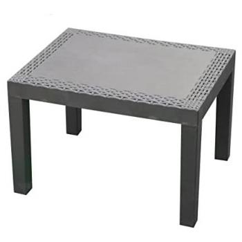 Spetebo Kunststoff Gartentisch anthrazit mit Rattan Design