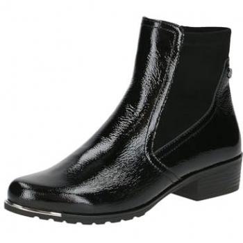Caprice Damen Stiefelette Schwarz Leder/Textil Blockabsatz G-Weite 38