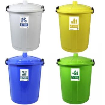 Set bidoni 50lt per la raccolta differenziata: carta, plastica, vetro, metallo con chiusura antiodori e coperchio