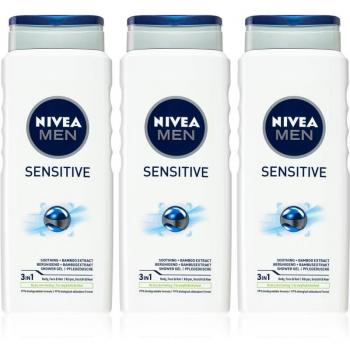 NIVEA MEN Sensitive Waschgel für Männer – 3‑er Pack 500 ml