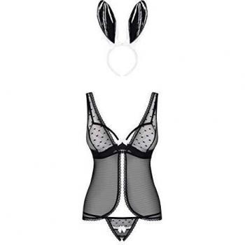 Bunny-Negligé Set mit Ohrchen 815-CST-1 Babydoll BH String