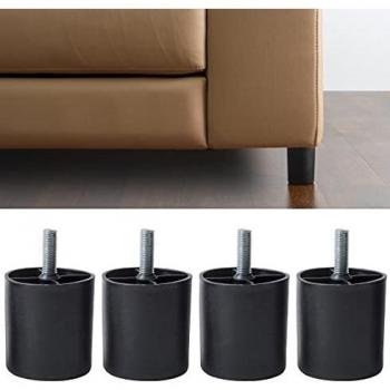Set di 4 Piedini in Plastica Ipea – Altezza 80 mm – Viti Incluse – Colore Nero – Ideali per Armadi e Mobili