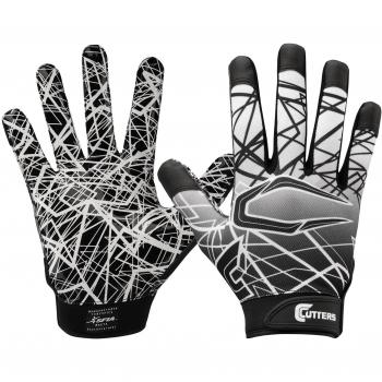 Cutters Game Day 1 Black Receiver Gloves – Silicone Grip, Size XL