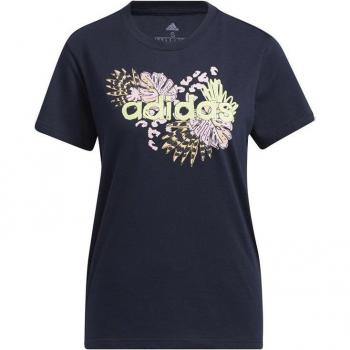 Adidas Damen T-Shirt Kurzarm mit Farm Print Dunkelblau