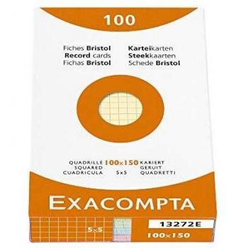 Ensemble de Fiches Bristol Multicolores Quadrillées 5x5, 100 Feuilles