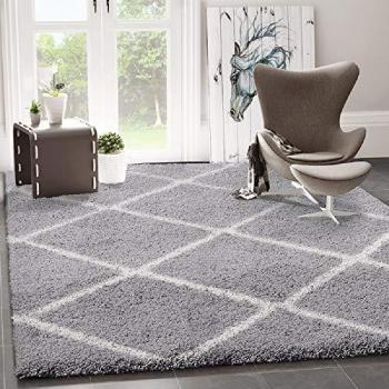 Vimoda Hochflor Teppich Skandi Design Grau Rechteckig