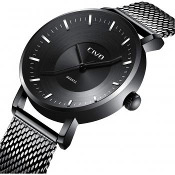 Luxury Black Men's Watch from CIVO: Fashionable with Oblique Dial and Curved Needle Design