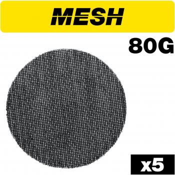 Poncier orbital 125 mm, grain 80, adhésif – Kit 5 pièces