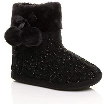 Ajvani Women's Faux Fur Knitted Ankle Boots Size 7