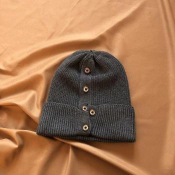 EAM Women's Warm Hat with Button Detail