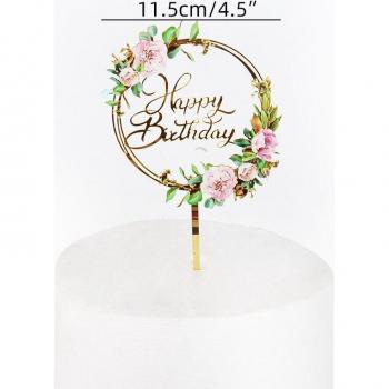 Girls' Birthday Acrylic Topper with Wreath and Fairy