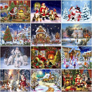Kunstvolle Diamantenlandschaft: Weihnachtsmann‑Mosaik 20 × 30 cm (Rot)