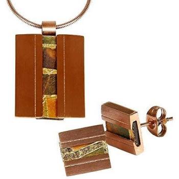 DeMarie Damen Schmuckset Edelstahl 45 cm in Rosafarbenem Matt