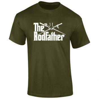 Mens The Rodfather Parody Fishing Funny Slogan T-Shirt Khaki