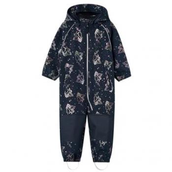Softshelloverall NAME IT NMFALFA08 SOFTSHELL SUIT FOIL FO NOOS Gr. 80, N-Gr, blau (schwarz sapphire), Mädchen, Softshell, Obermaterial: 94% Polyester, 6% Elasthan, bedruckt, Overalls