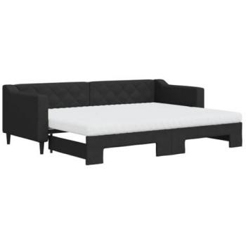 Bedday Convertible Life XL – Lit Gigogne Noir 80x200 cm, Tissu