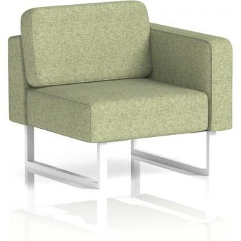Brixworth Modular Left Chair Unit – White Legs in Rivet Fabric, Burnished