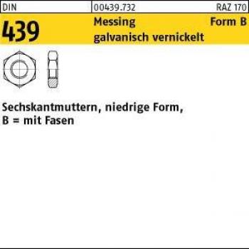 Sechskantmutter DIN 439 Form B BM 20 Messing vernickelt 50 Stück