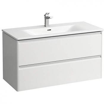 LAUFEN Palace Waschtisch, 1 Hahnloch, Überlauf, inkl. Waschtischunterbau, 2 Schubladen, 1000x543mm, Griffleiste schwarz