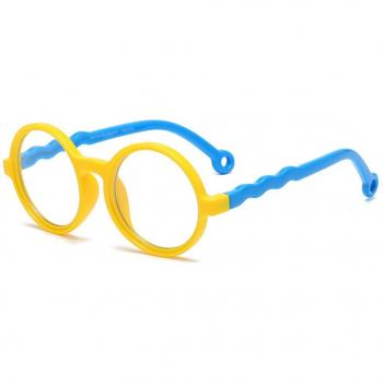 Gafas de protección contra luz azul para niños, marco redondo de silicona, lentes suaves, UV400, antitensión ocular para 3-10 años