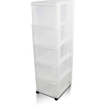 Iris Ohyama Torre Mobile – 5 Cassetti 15 L, Design DC‑305, Bianco