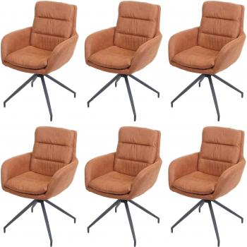 Mendler HWC‑K32 – Ensemble de 6 chaises en textile imitation cuir brun