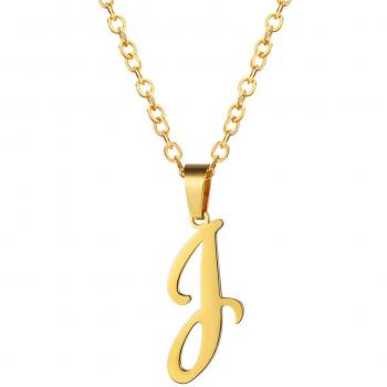 Collier Lettre J en Plaqué Or Jaune 18K
